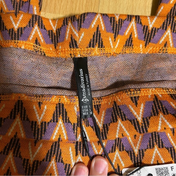 NWT Zara Stradivarius Knit Flare Chevron Pant Large Boho Hippie - Picture 3 of 14